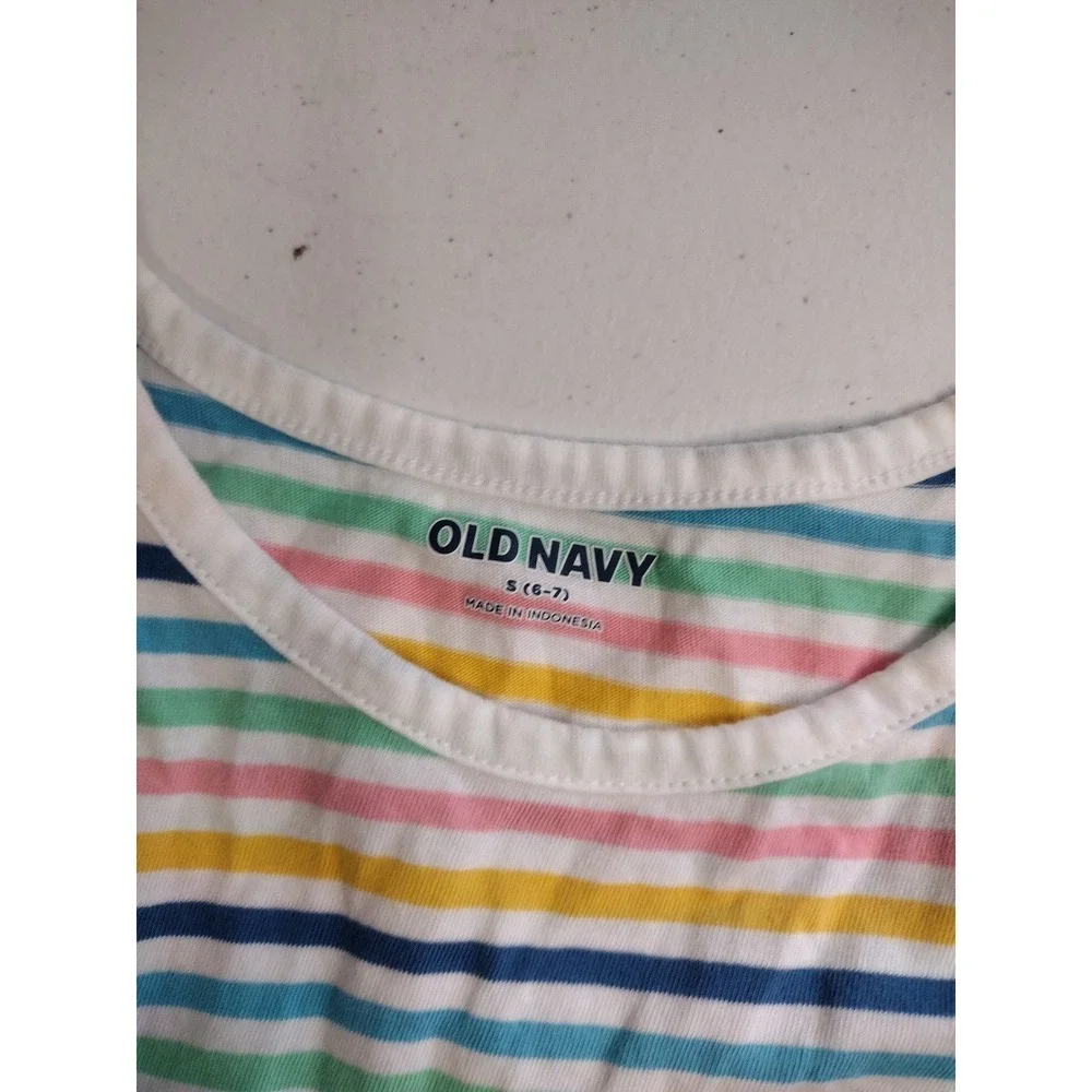 Old Navy Girls Striped Sleeveless Tiered Knit Dress Multicolor Size S 6-7